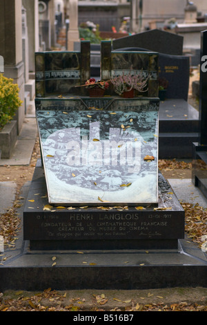 The grave of cinema archivist and champion Henri Langlois Montparnasse Cemetery Paris France Stock Photo