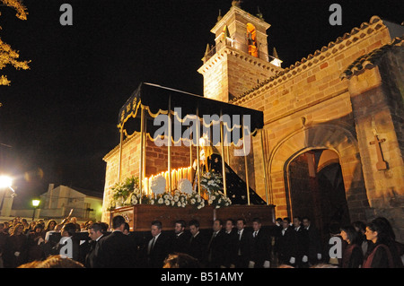 Night time Semana Santa Holy Week Easter procession in Adamuz Andalucía Spain Stock Photo