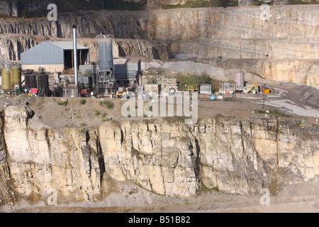 Quarrying at Tarmac's Dene Quarry, Cromford, Derbyshire, England, U.K. Stock Photo