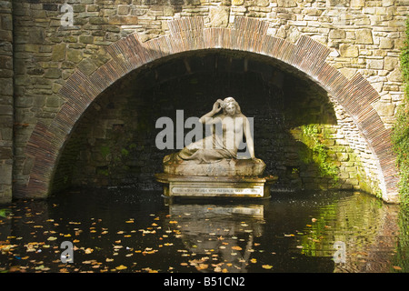 Statue of Sabrina the Roman Goddess of the River in the Dingle ornamental gardens in the Quarry Park Shrewsbury Shropshire Engla Stock Photo