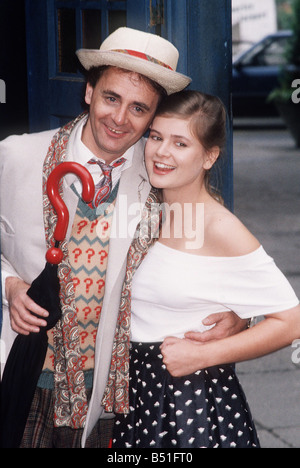 Actress Sophie Aldred who played the companion Ace next to Doctor Who No 7 Sylvester McCoy 1987 Stock Photo