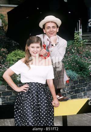 Actress Sophie Aldred who played the companion Ace next to Doctor Who No 7 Sylvester McCoy 1987 Stock Photo