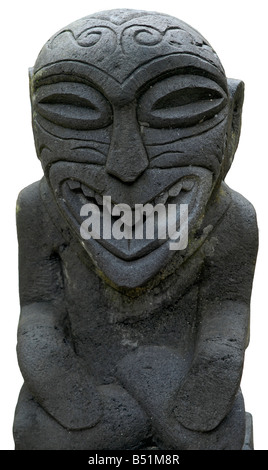 Isolated Traditional Tiki Statue on Bora Bora Stock Photo