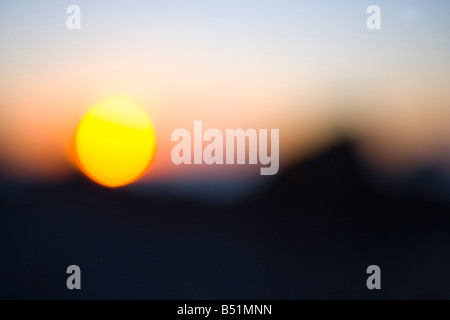 Setting Sun over Pacific Ocean, California, USA Stock Photo