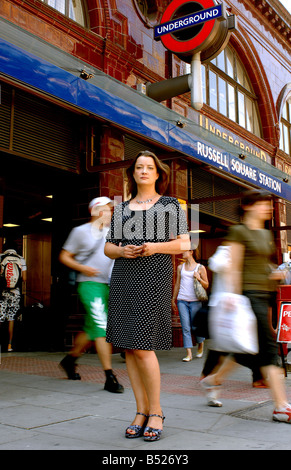 Rachel North outside Russell sqaure tube station where 1 year ago she helped victims of the 7 7 bombing July 2006 Stock Photo