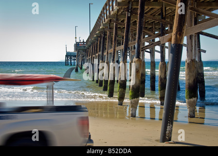 The Newport Pier is one of two piers located within the city of Newport Beach, California, at the center of the Balboa Peninsula Stock Photo