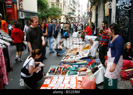 March 2008 - Sunday flea market on Defensa street in San Telmo Buenos Aires Argentina Stock Photo