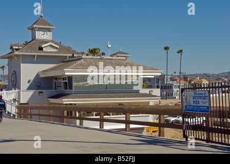 The Newport Pier is one of two piers located within the city of Newport Beach, California, at the center of the Balboa Peninsula Stock Photo