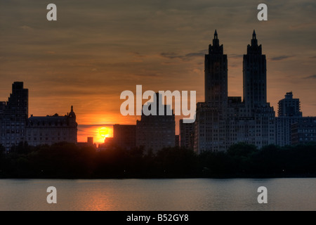 Central Park at sunset on the upper west side Stock Photo