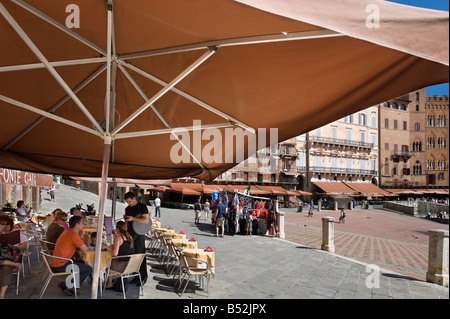 Sidewalk Cafe in The Campo, Siena, Tuscany, Italy Stock Photo