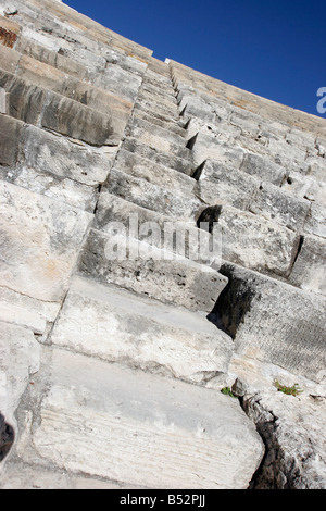 Steps of the Ampitheatre at Kourion in Southern Cyprus overlooking the Mediterranean Sea Stock Photo