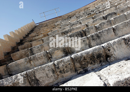 Steps of the Ampitheatre at Kourion in Southern Cyprus overlooking the Mediterranean Sea Stock Photo
