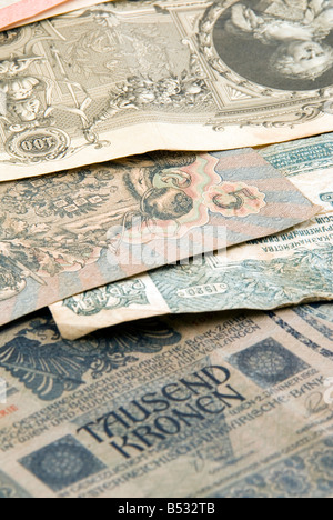 ancient russian bulgarian currency one thausand one hundred 1910 1920 1909 five pounds hundreds Stock Photo