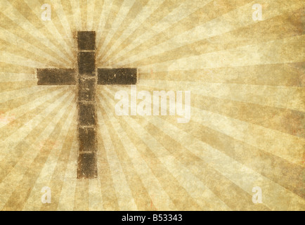 great image of a christian cross on parchment paper Stock Photo