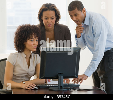 African business people working on computer Stock Photo