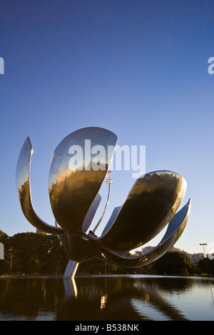 Metallic Flower sculpture called Floralis Generica located at Palermo, Buenos Aires, Argentina. Stock Photo
