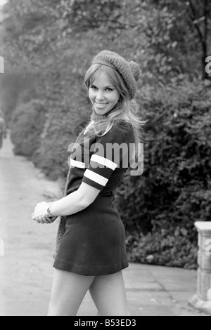 Pictures of Christine Smith in Holland Park, modelling a pattened mini