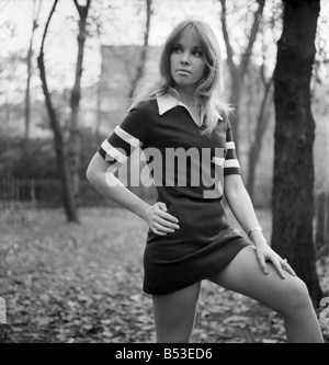 Pictures of Christine Smith in Holland Park, modelling a pattened mini