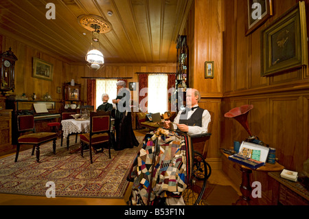 Reproduction of an upper class home from around 1900, at the Matakohe Kauri Museum, North Island, New Zealand Stock Photo