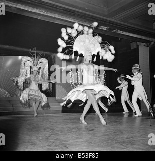 Paris Lido Feature. Cabaret dancers perform on stage at a night club in Pan's, France. December 1969 Z11741-004 Stock Photo