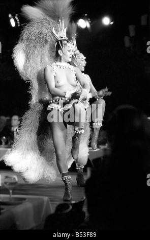 Paris Lido Feature. Cabaret dancers perform on stage at a night club in Pan's, France. December 1969 Z11741-007 Stock Photo