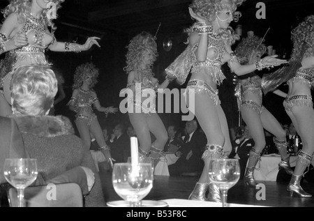 Paris Lido Feature. Cabaret dancers perform on stage at a night club in Pan's, France. December 1969 Z11741-008 Stock Photo