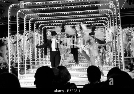 Paris Lido Feature. Cabaret dancers perform on stage at a night club in Pan's, France. December 1969 Z11741-012 Stock Photo