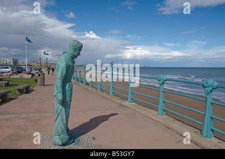 Montrose beach statue seafront esplanade coast Angus Scotland August 2008 Stock Photo