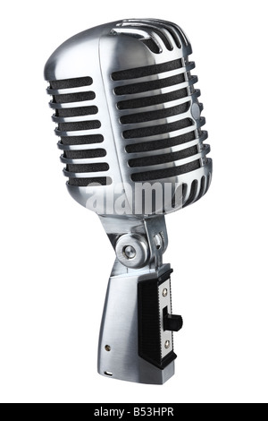 Classic retro microphone cutout isolated on white background Stock Photo