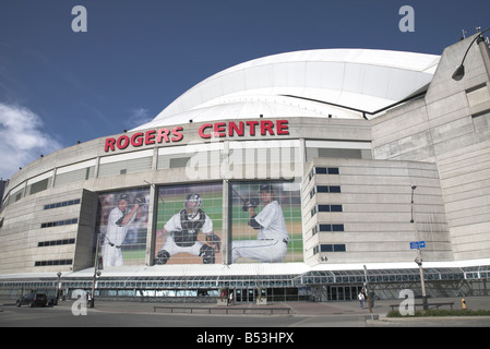 Toronto Blue Jays branding on the outside on the Rogers Centre on a empty  afternoon Stock Photo - Alamy