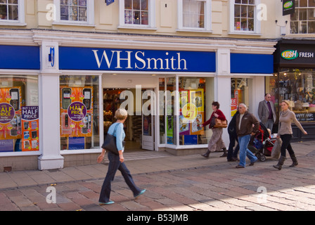 People walking past WHSmith the newsagent in the busy city centre of Norwich,Norfolk,Uk Stock Photo