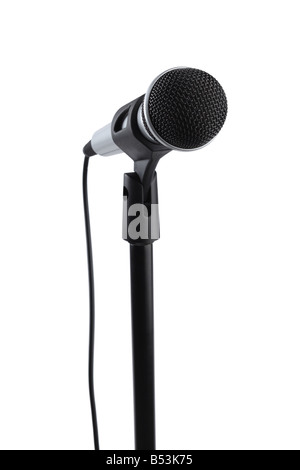 Microphone on stand cutout isolated on white background Stock Photo