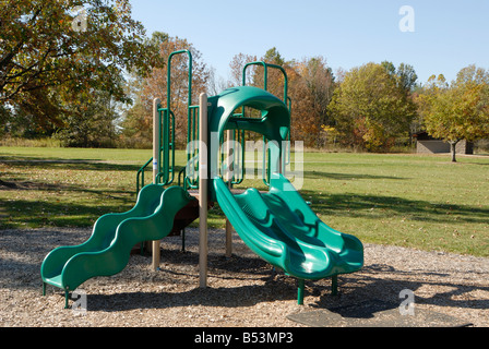 empty slide on play ground Stock Photo