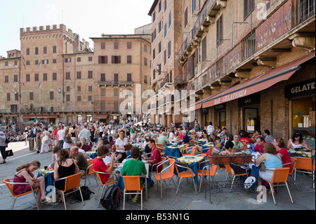 Sidewalk Cafe and Gelateria in The Campo, Siena, Tuscany, Italy Stock Photo