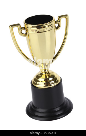 Gold cup trophy cutout isolated on white background Stock Photo
