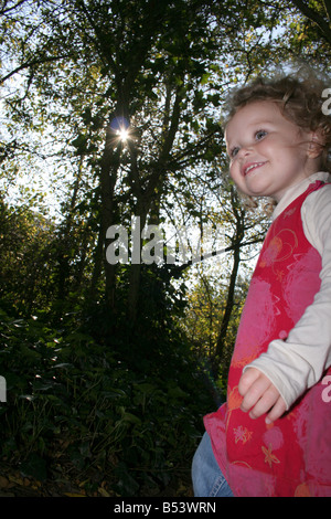 One-year-old girl in park in London, UK Stock Photo