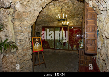 Landscape view of the interior room of the Church of the Virgin of the Rock Mijas village Spain Santisima Virgen de la Pena Stock Photo