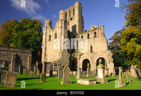 Autumn the romantic remains of medieval Kelso Abbey at Kelso in the Scottish Borders Scotland UK Stock Photo