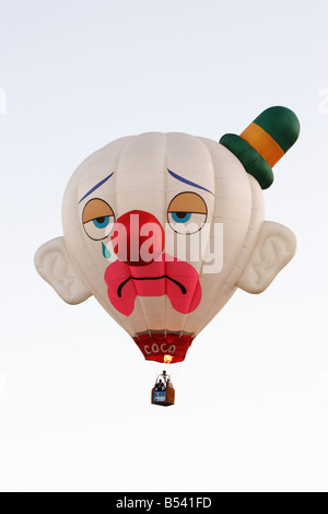 Clown shaped hot air balloon. Stock Photo