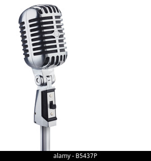 Classic retro microphone cutout isolated on white background Stock Photo