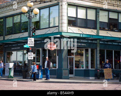 Seattle's Best Coffee building on street corner in downtown Seattle, Washington, USA Stock Photo