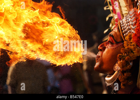 Yakshagana artist performing in the procession during Dasara in Mysore in October 2008. Stock Photo