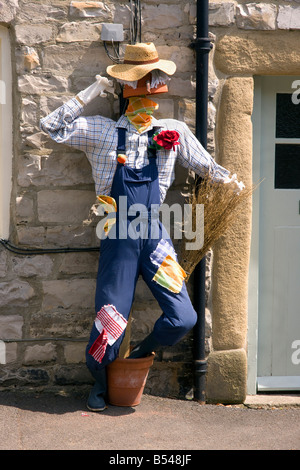 traditional derbyshire village scarecrow straw man at cressbrook 2008 Stock Photo
