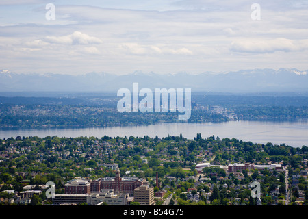 Aerial view of Bellevue, Washington, USA taken from Smith Tower in Seattle Stock Photo