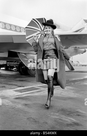 The Miss World contestants arriving daily at Heathrow Airport to take part in the Miss World competition. Pictured at the airpor Stock Photo