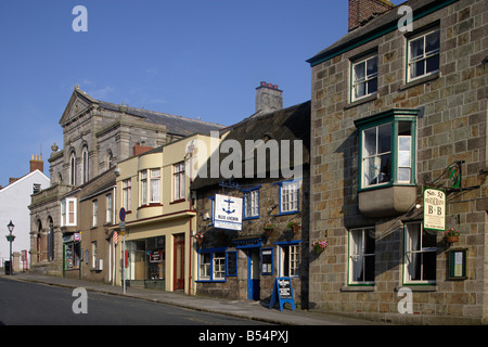 Helston Coinagehall Street Blue Anchor Inn typical houses Cornwall Great Britain United Kingdom Stock Photo