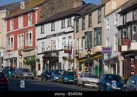 Helston Coinagehall Street Angel Inn typical houses Cornwall Great Britain United Kingdom Stock Photo