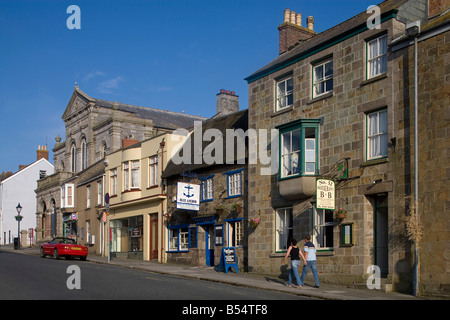 Helston Coinagehall Street Blue Anchor Inn typical houses Cornwall Great Britain United Kingdom Stock Photo