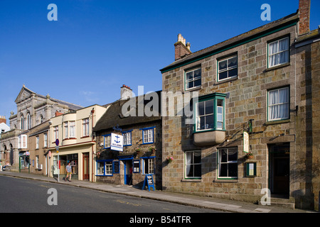 Helston Coinagehall Street Blue Anchor Inn typical houses Cornwall Great Britain United Kingdom Stock Photo