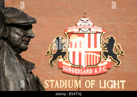 A symbolic miner statue stands on the site of the former Wearmouth Colliery in Sunderland. Stock Photo